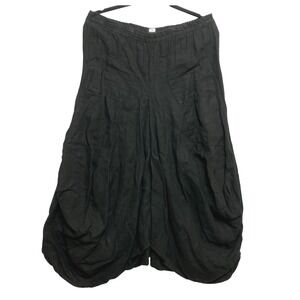 Tempo Paris Harem Pants Womens Size M Black Linen Blend Elastic Waist Wide Leg